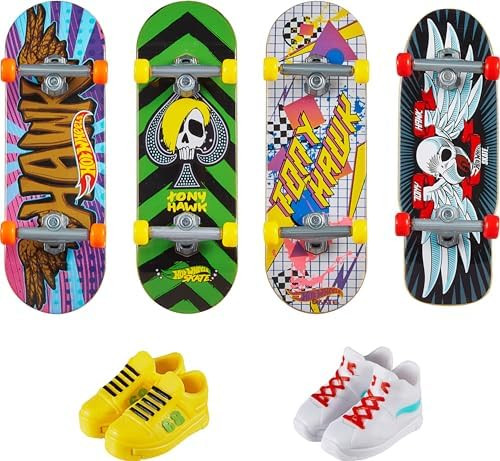 Hot Wheels Skate Tony Hawk Fingerboard & Removable Skate Shoes Multipack, 4 Boards, 2 Pairs of Sh... | Amazon (US)