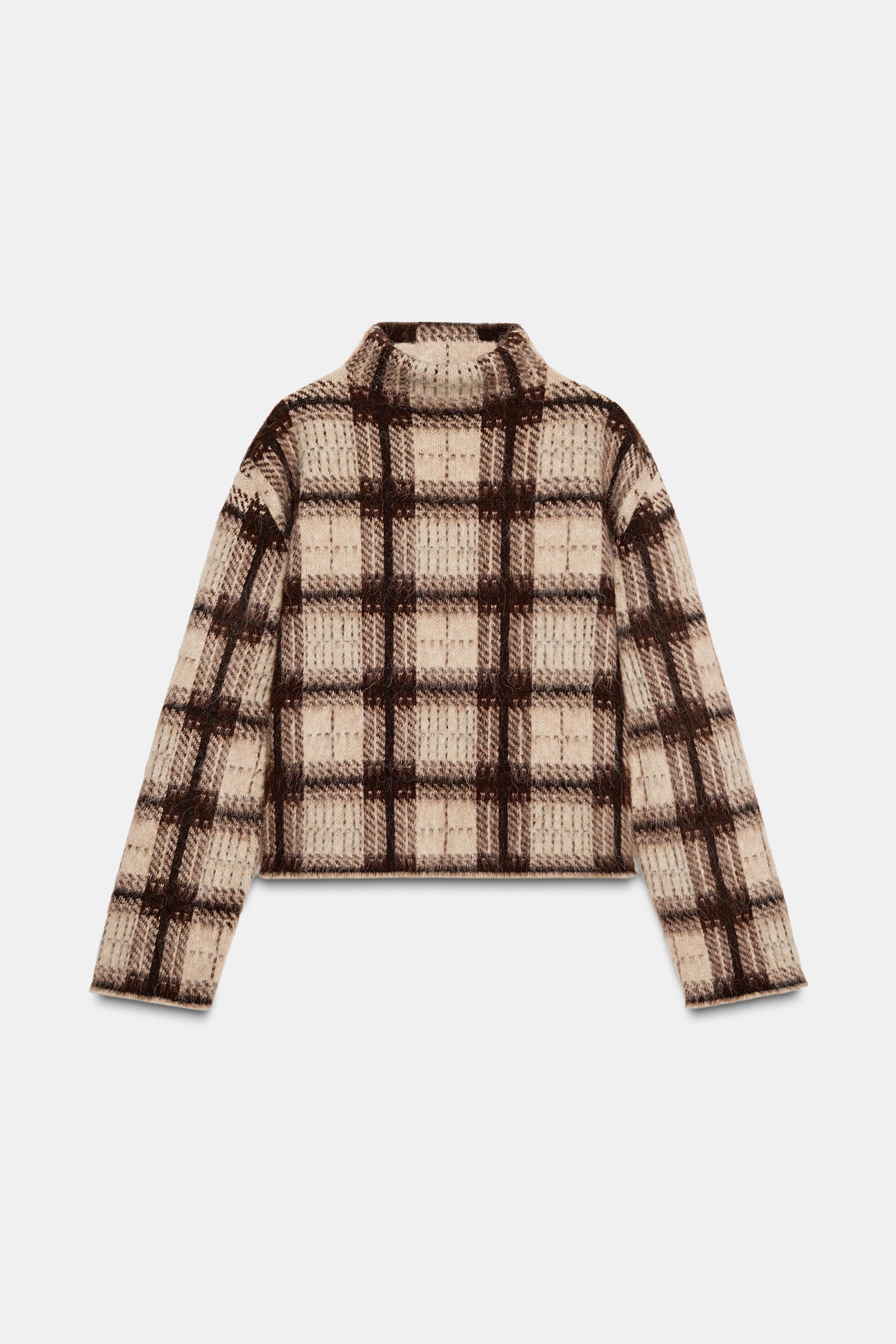 PLAID BRUSHED EFFECT KNIT SWEATER | Zara US