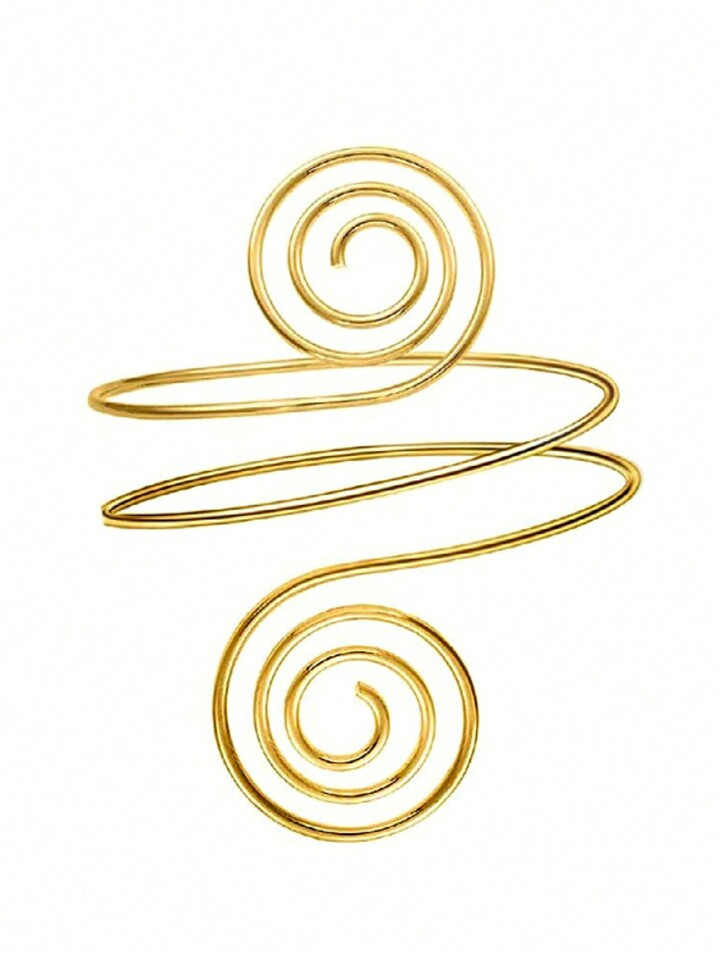 Golden Spiral Pattern Bangle Armlet Arm Jewelry Metallic Arm Cuff Arm Bracelet Arm Bangle For Wom... | SHEIN