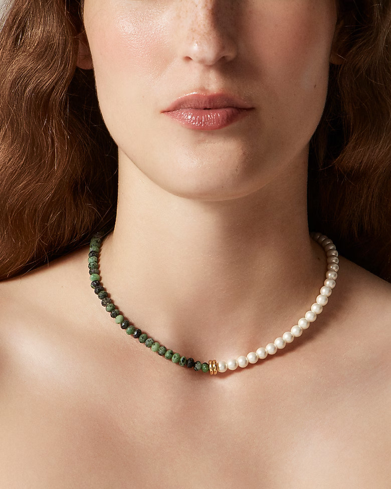 Two-tone pearl and bead necklace | J. Crew US