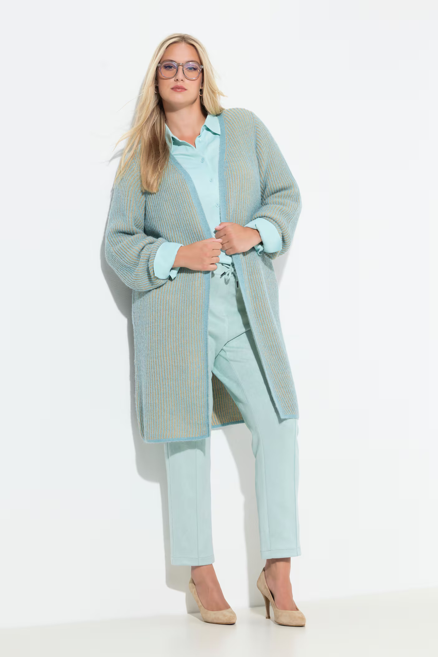 Extra Long Ribbed Knit Cardigan | Ulla Popken - US