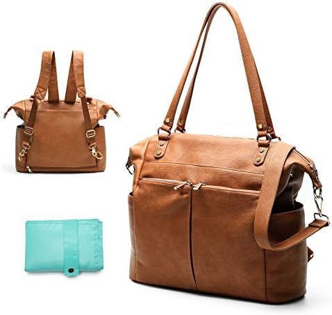 Diaper Bag Tote Mominside Leather Diaper Bag Backpack for Mom Dad Large Travel Diaper Tote Baby B... | Amazon (US)