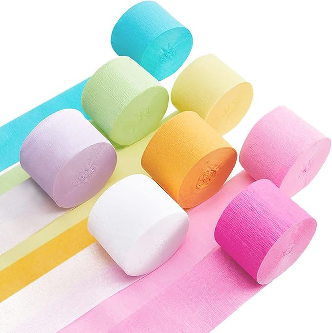 Pastel Birthday Party Decorations Pastel Crepe Paper Streamers 8 Rolls Pastel Color Party Streame... | Amazon (US)
