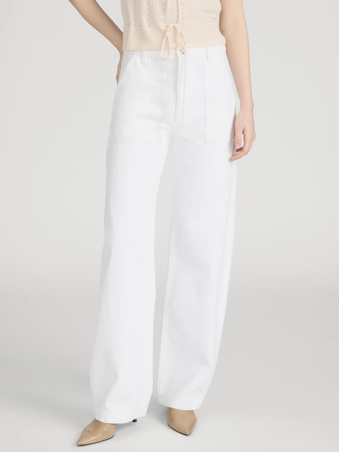 The Bow Cargo -- White | Frame Denim