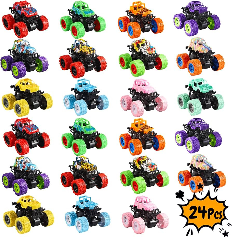 24Pcs Monster Trucks Toys for Boys 2 3 4 5 6 Years, Friction Powered Pull Back Car Toys Push & Go... | Amazon (US)