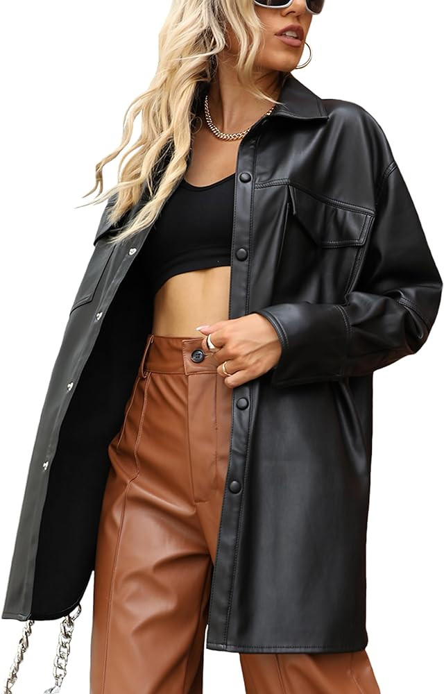 Bellivera Women's Faux Leather Casual Jacket 2025 Spring Trendy Motorcycle Outfits Lightweight Cl... | Amazon (US)