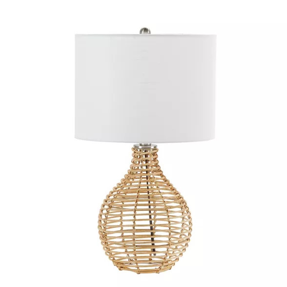 20" Bryce Rattan Silverwood Table Lamp (Includes LED Light Bulb) Light Brown - Decor Therapy | Target