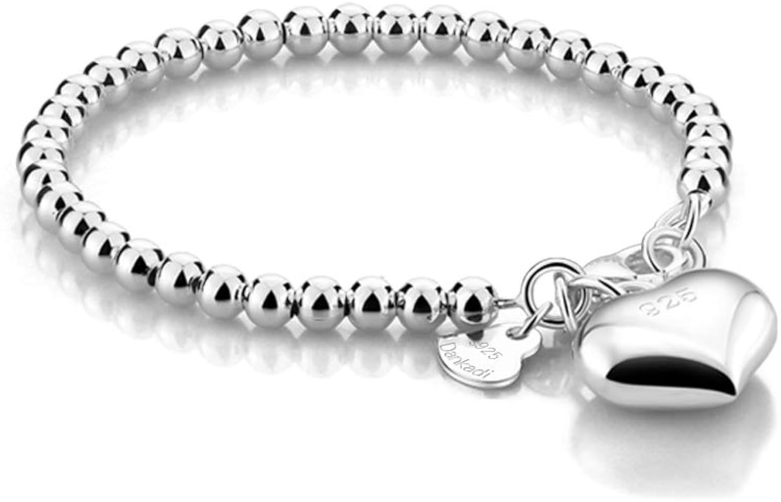 New Women's 925 Sterling Silver Bracelet Minimalist 4-6MM Round Bead Chain Solid Silver Bracelet ... | Amazon (US)