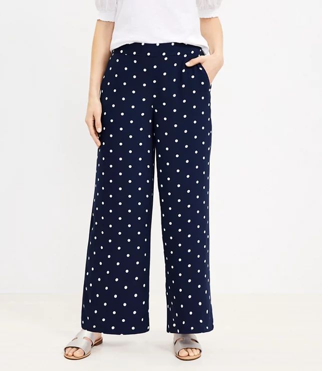 Fluid Wide Leg Pants in Polka Dot | LOFT