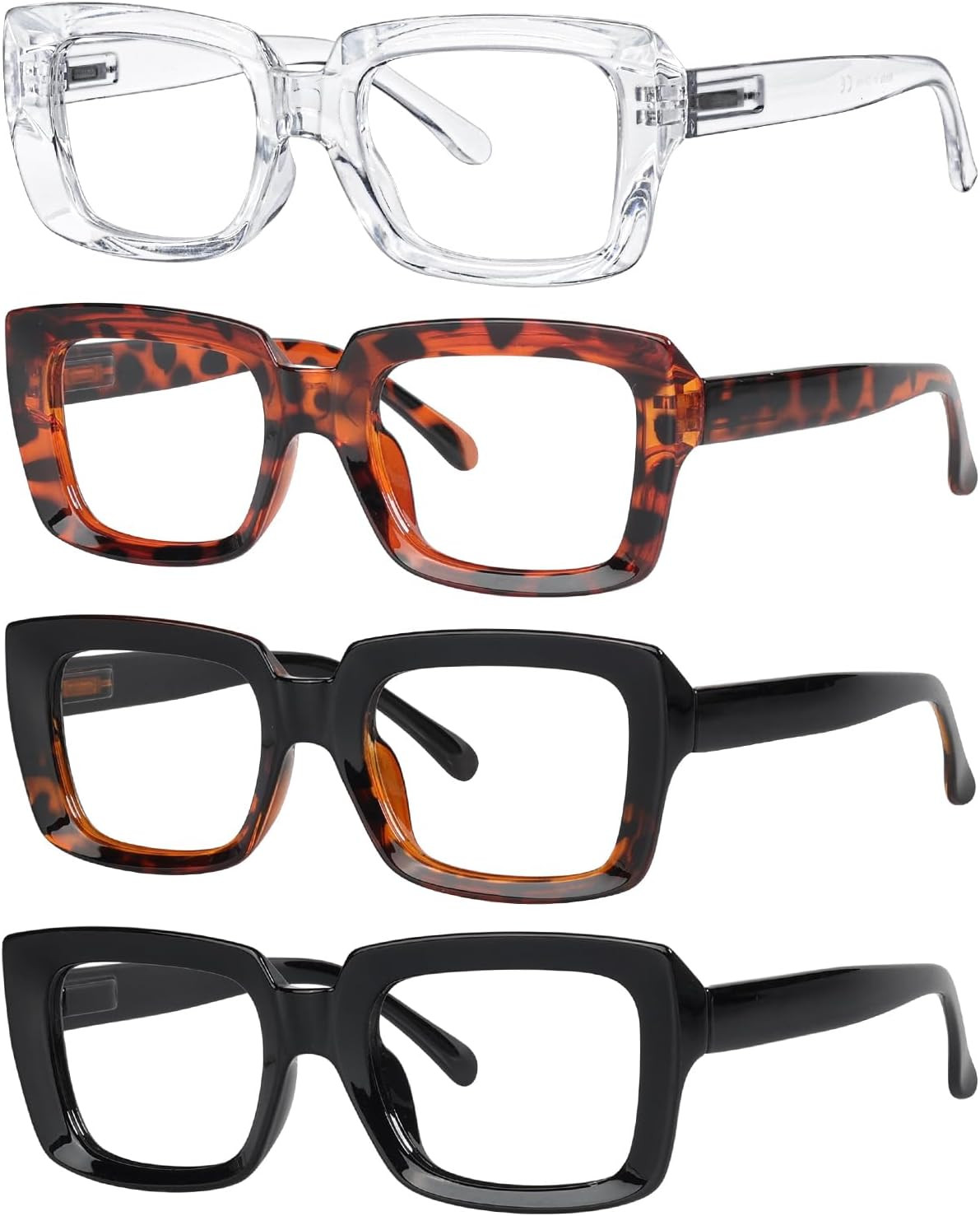 Eyekepper 4 Pack Ladies Eyeglasses - Stylish Oversized Square Eyewears for Women | Amazon (US)