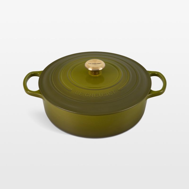 Le Creuset Olive 6.75-Qt. Round Wide Dutch Oven + Reviews | Crate & Barrel | Crate & Barrel