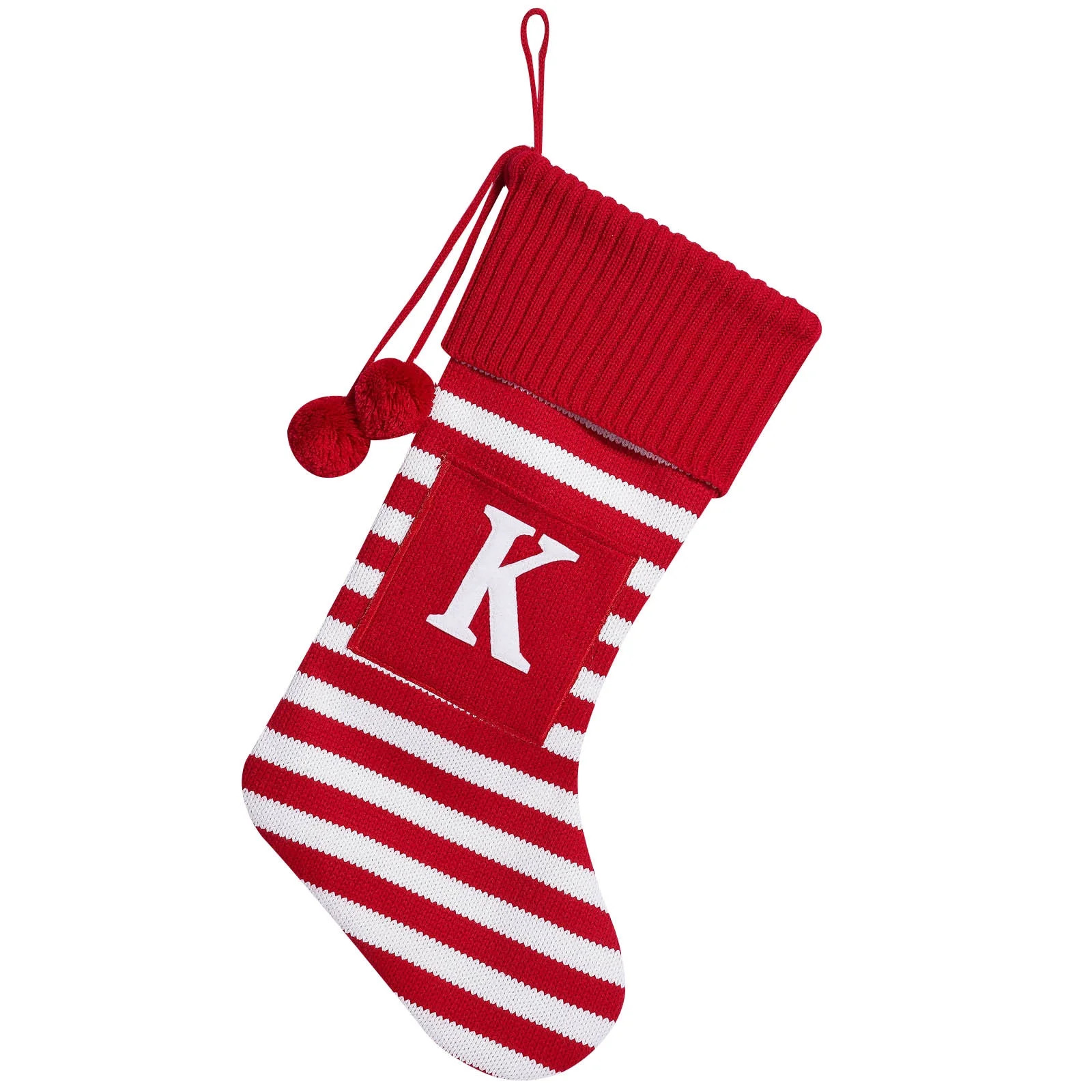 Qocolhg 20 Inch Initial Monogram Embroidered Christmas Stocking Striped knitted Christmas Decorat... | Walmart (US)
