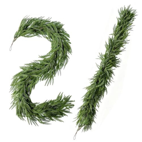Bdor 2 Pcs 6ft Norfolk Pine Garland – Artificial Greenery Garland for Modern Christmas Decor, Fireplace Mantel, Wedding Arch, Table Runner & Year-Round Indoor Decoration | Amazon (US)