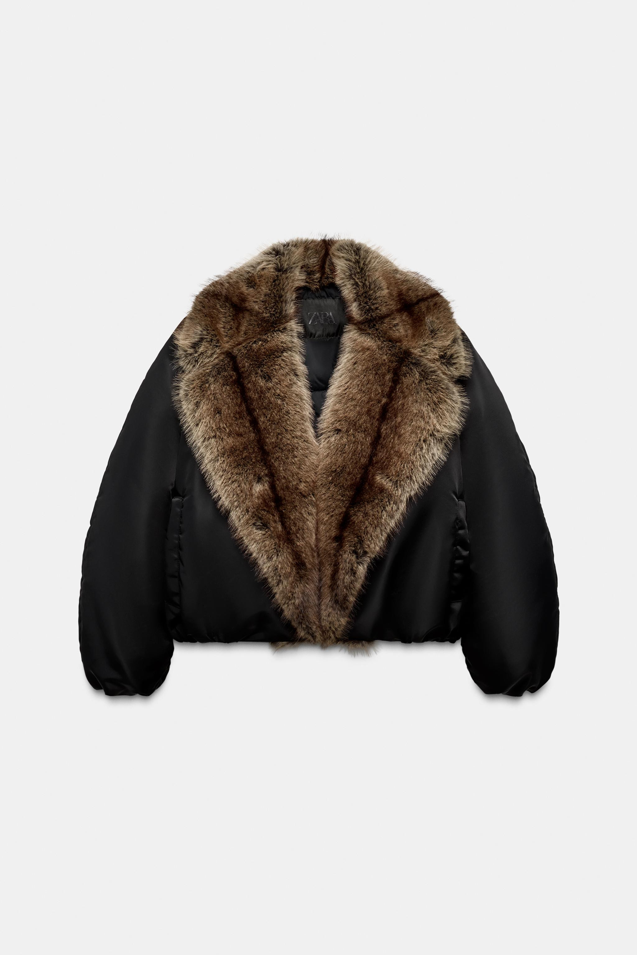FAUX FUR COLLAR BOMBER JACKET ZW COLLECTION | Zara US