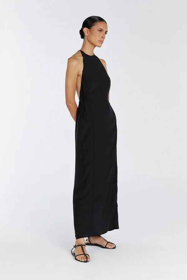SARAH BLACK HALTER MIDI DRESS | DISSH