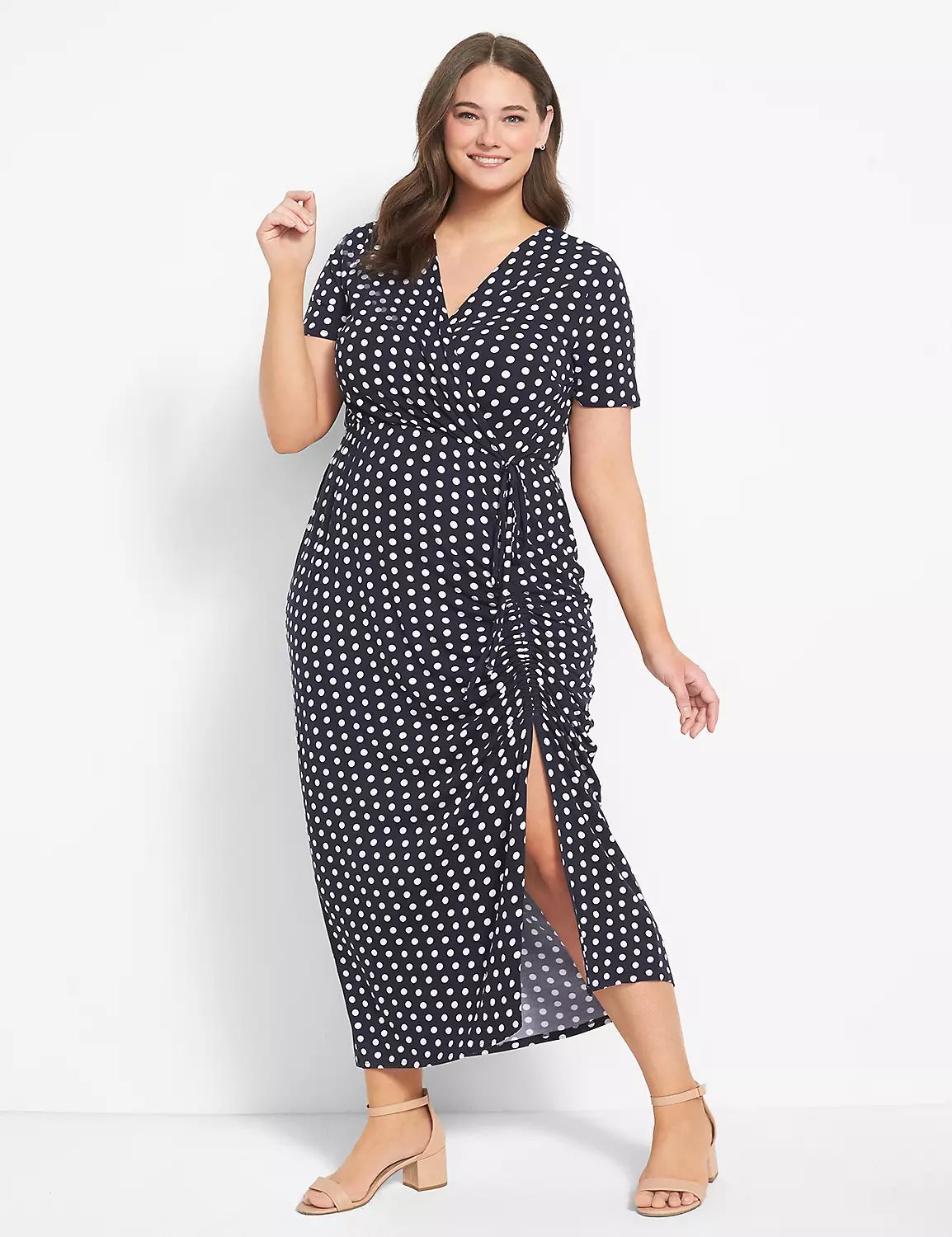 Surplice Ruched Slit Maxi Dress | LaneBryant | Lane Bryant (US)