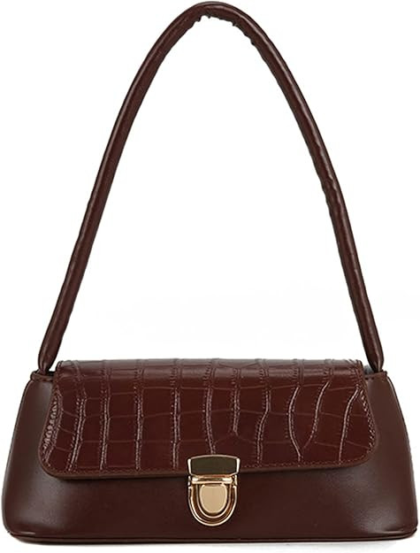 Women Small Shoulder Handbags Retro Clutch Purse Crocodile Pattern Tote Hobo Bag | Amazon (US)