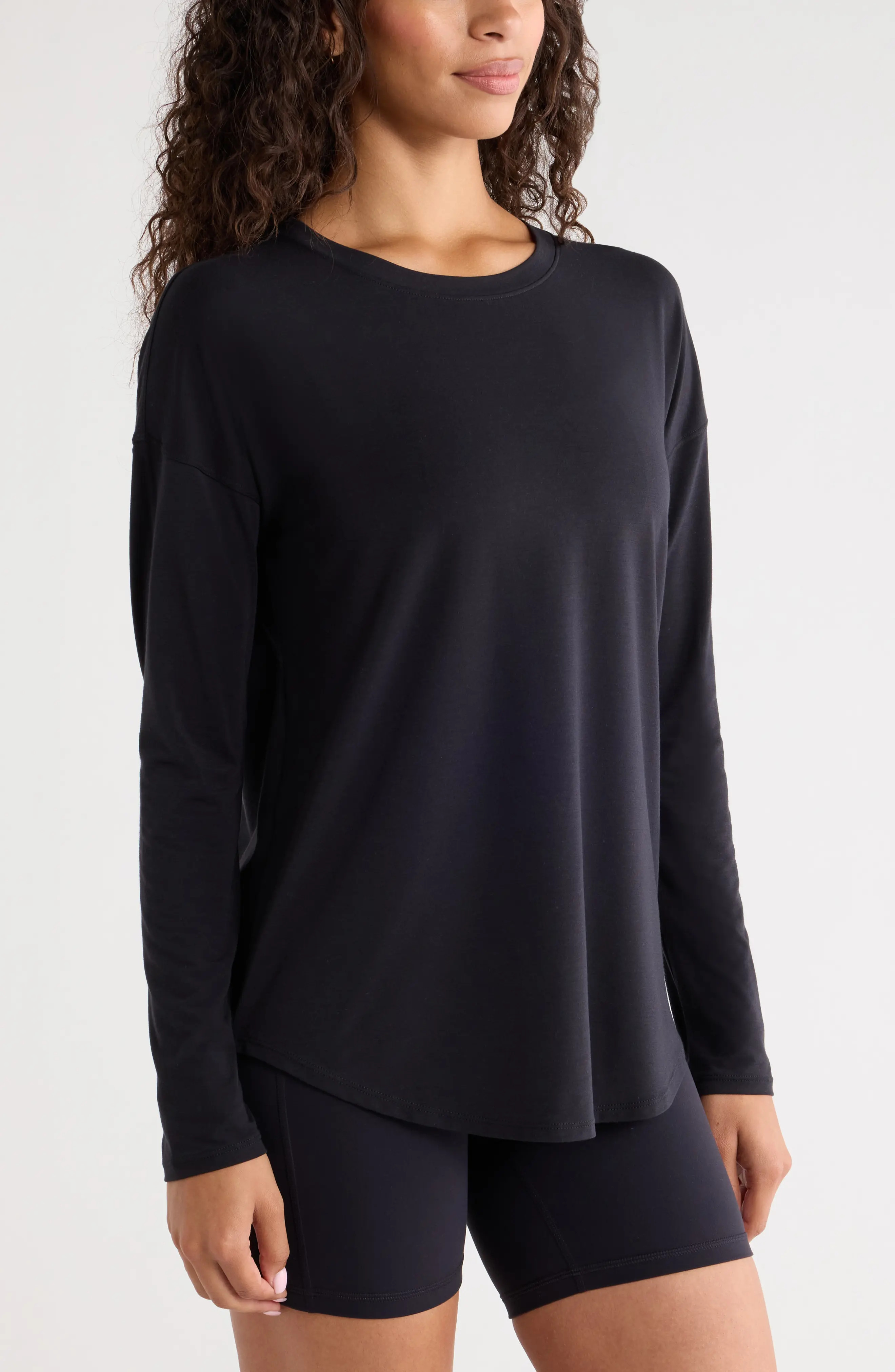 Zella Breathe Long Sleeve Performance T-Shirt in Purple Hush at Nordstrom, Size Small | Nordstrom