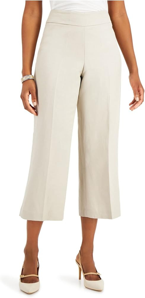 Kasper Women's Linen Wide Leg Side Zip Pant | Amazon (US)