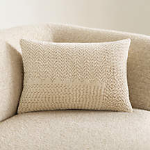 Sashiko Organic Cotton Velvet 22""x15"" Travertine Beige Throw Pillow Cover | Crate & Barrel
