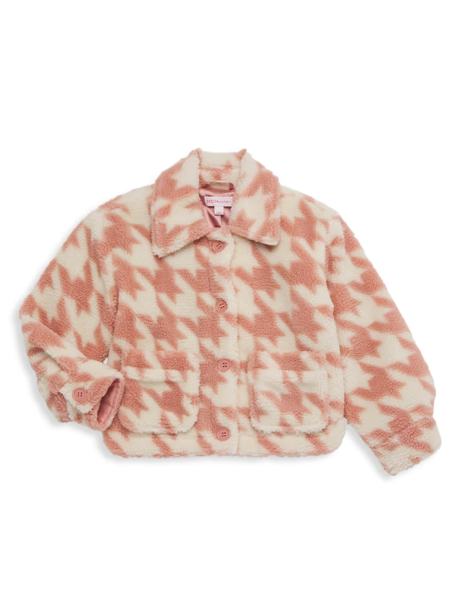 Little Girl's Houndstooth Sherpa Jacket | Saks Fifth Avenue