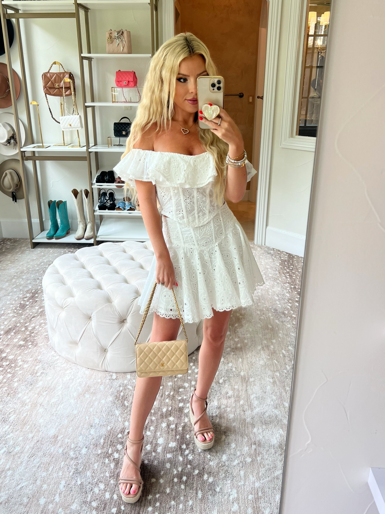White dress. White set. Eyelet. Summer outfit 