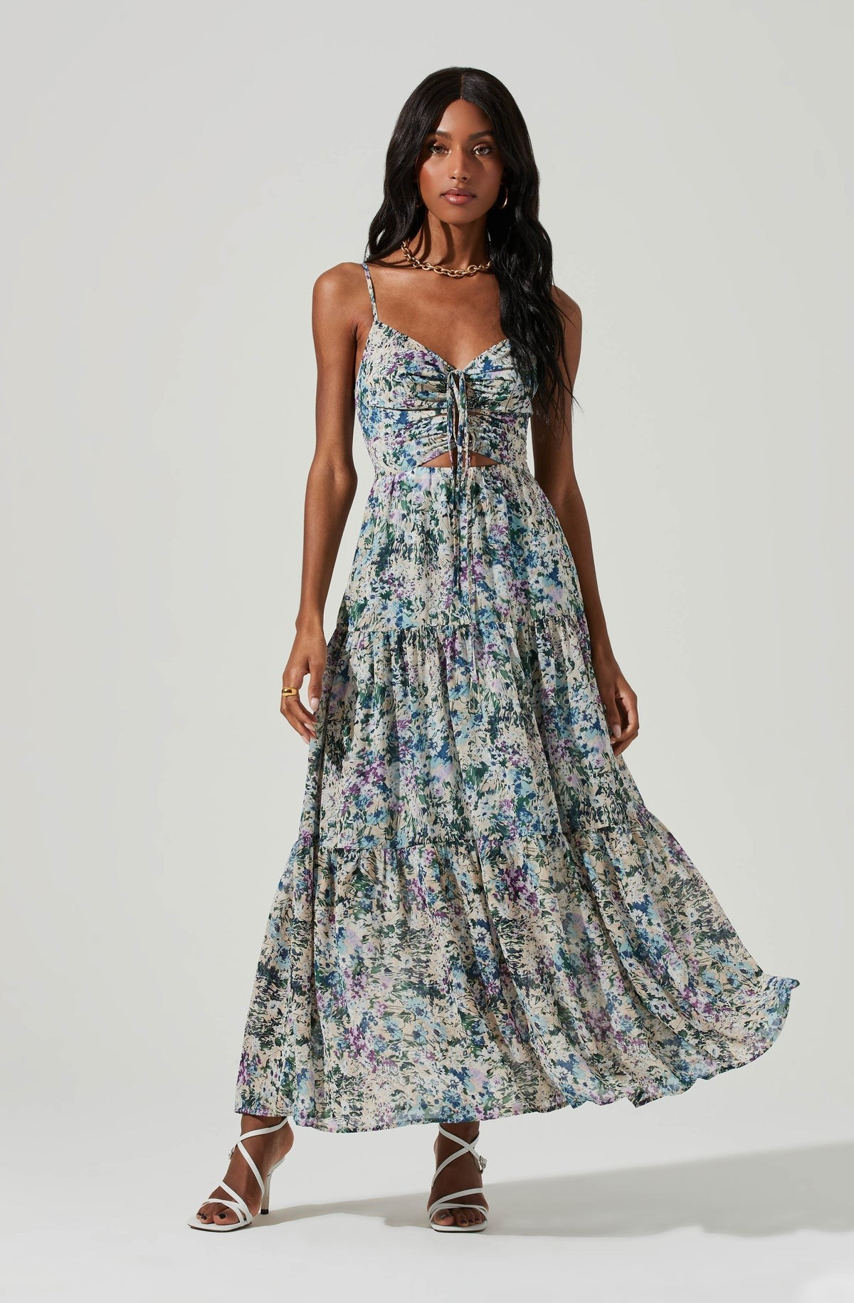 Brandy Floral Cinched Front Cutout Maxi Dress | ASTR The Label (US)
