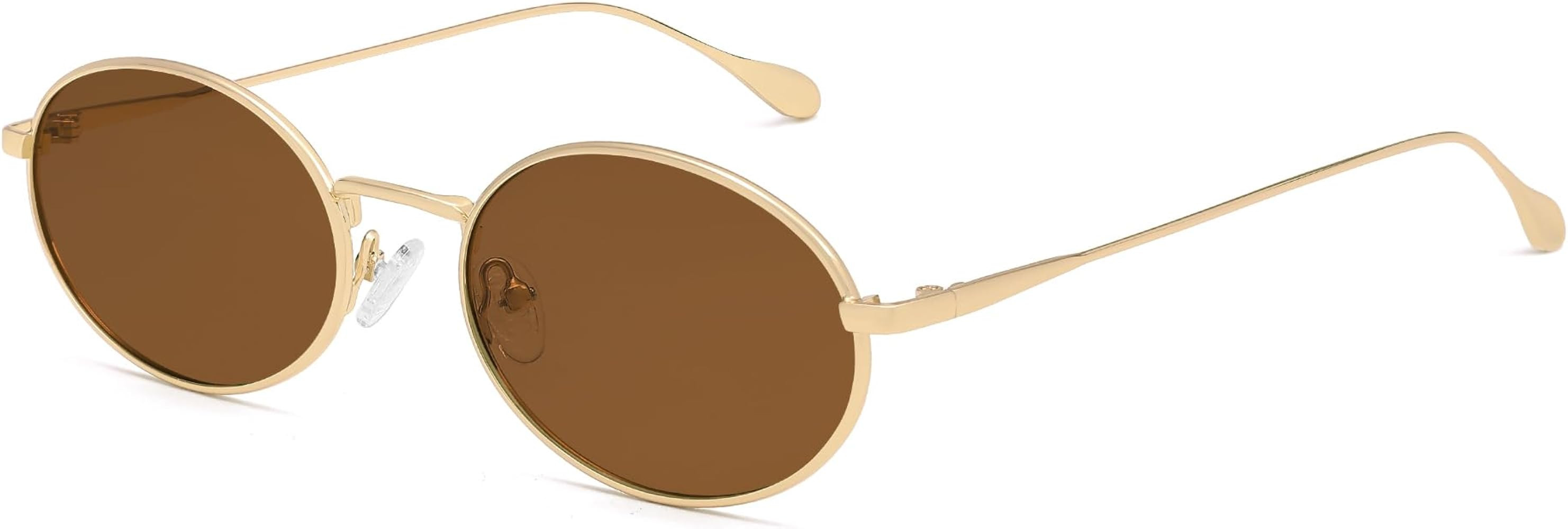 VANLINKER Retro Oval Polarized Sunglasses for Women Men Vintage 90s Metal Gold Frame Shades VL987... | Amazon (US)