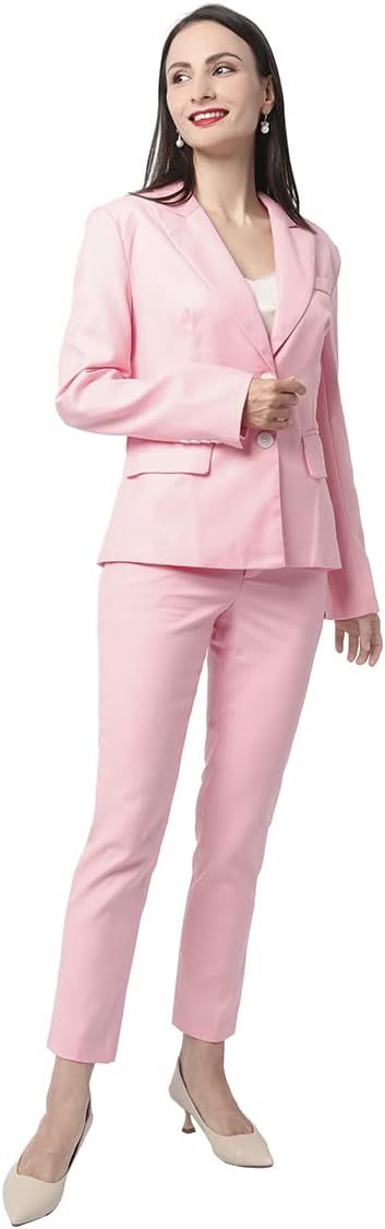 YUNCLOS Women's 2 Piece Office Work Suit Set One Button Blazer and Pants | Amazon (US)