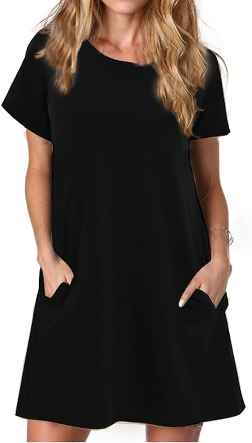 Alaster Women’s Casual Summer T Shirt Dress Loose Short Sleeve Tunic Dress with Pocket for Wome... | Amazon (US)