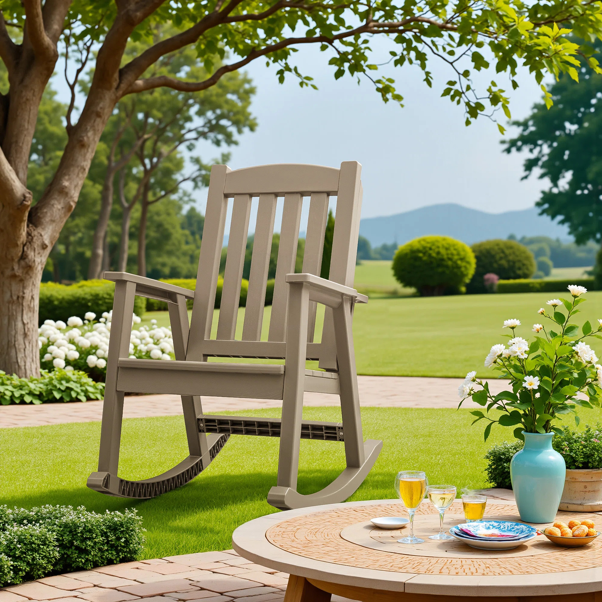 Outdoor Resin Rocking Chair For Deck, Patio, Balcony | Wayfair North America