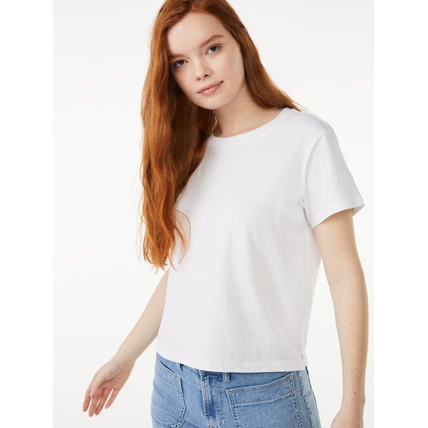 Free Assembly Women's Crop Box Tee with Short Sleeves | Walmart (US)