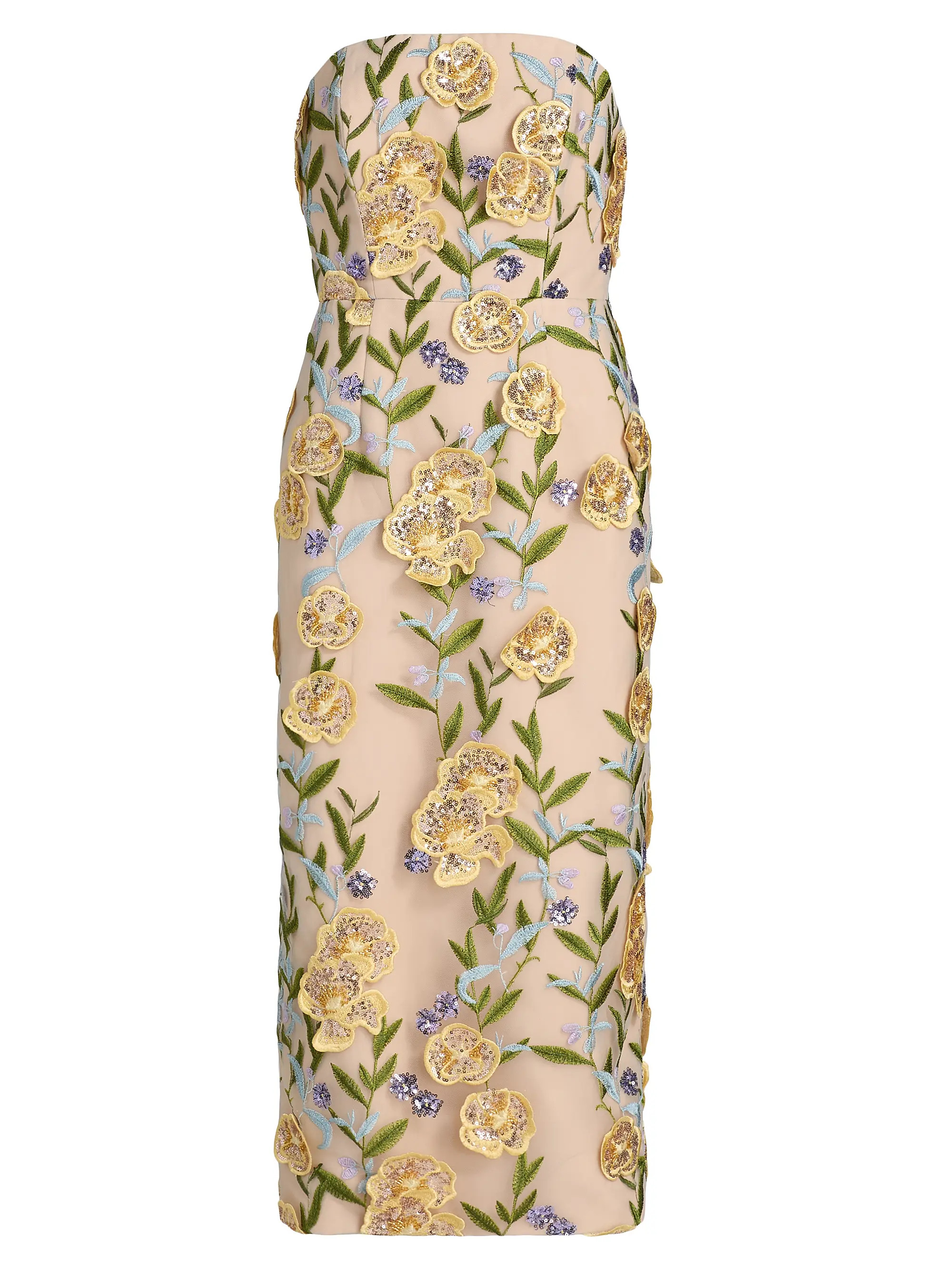 Kait Embroidered Sequined Strapless Midi-Dress | Saks Fifth Avenue