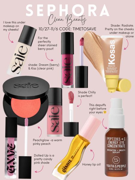 Sephora sale and all clean beauty!! I’m loving all these options 
Code:timetosave 
Beauty over 40 
Eye cream 
Lip oil 
Cream blush 
Lip gloss 

#LTKsalealert #LTKbeauty #LTKover40