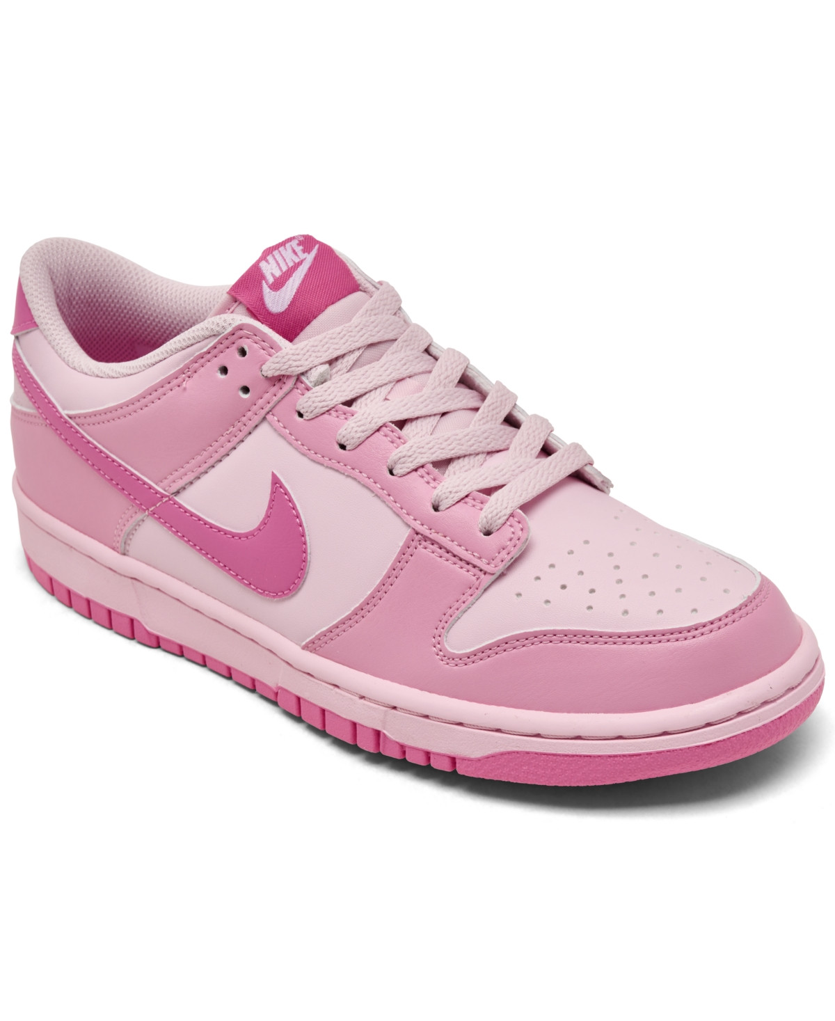 Nike Big Kids' Dunk Low Lifestyle Sneakers from Finish Line - Pink, White | Macy's