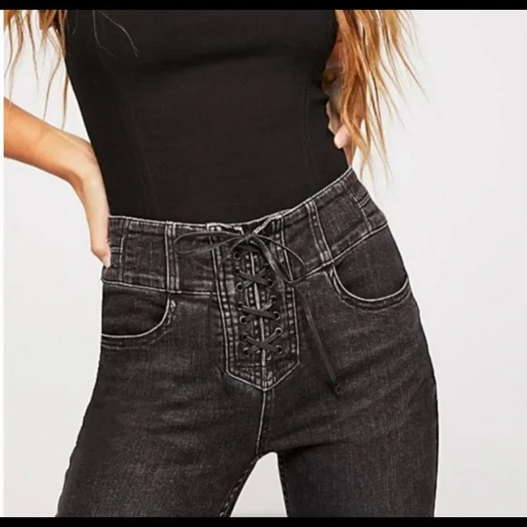 Free People CRVY High Rise Lace Up Skinny Jean- 29 | Poshmark