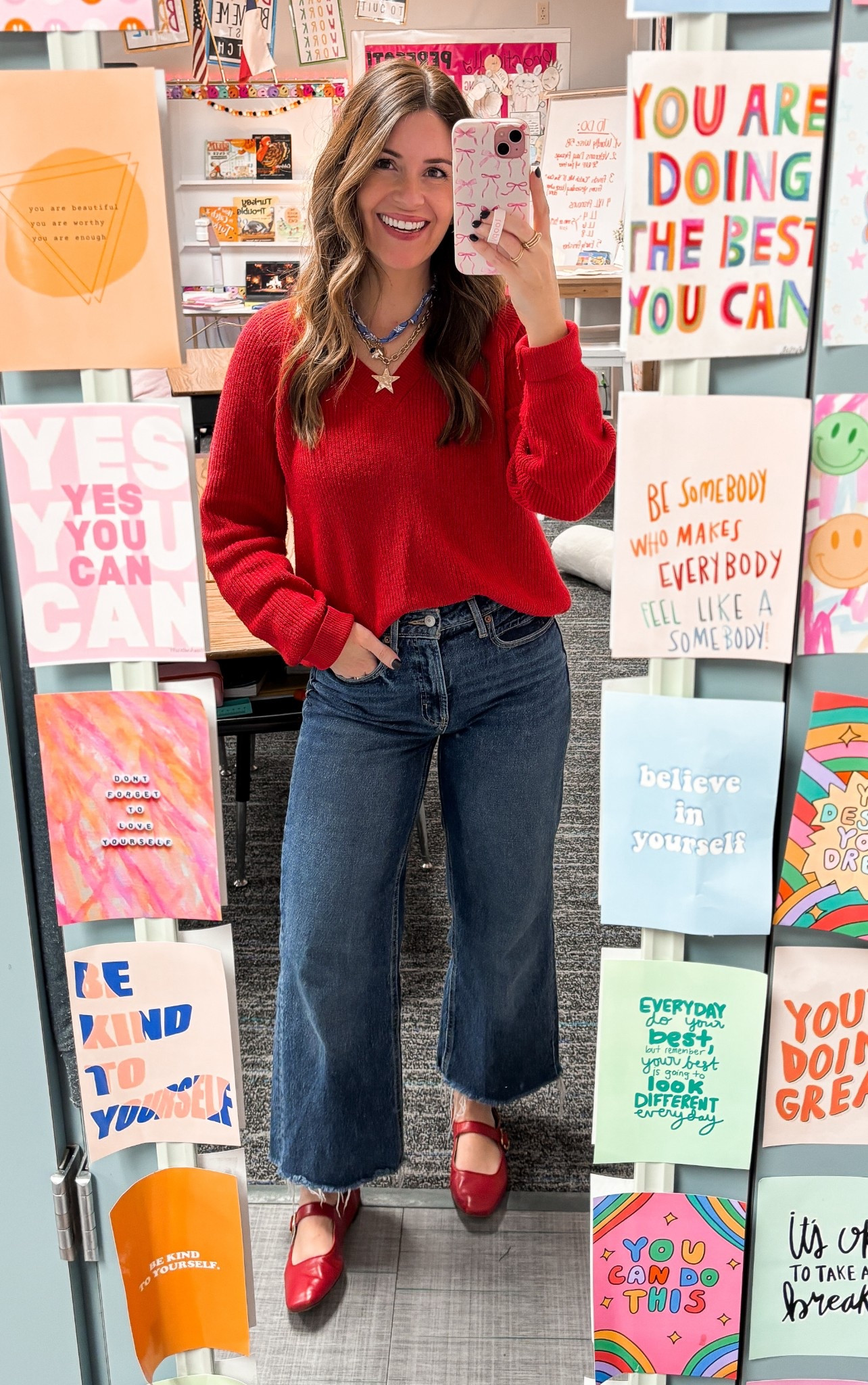 A festive little outfit❤️ 
Sweater//mediumm
Jeans//0 (cut to length) 

Red sweater, Christmas, casual, teacher, holiday, fair isle, cozy, comfort, ballet flats, old navy, sam Edelman, aerie 

#LTKSaleAlert #LTKFindsUnder50 #LTKSeasonal