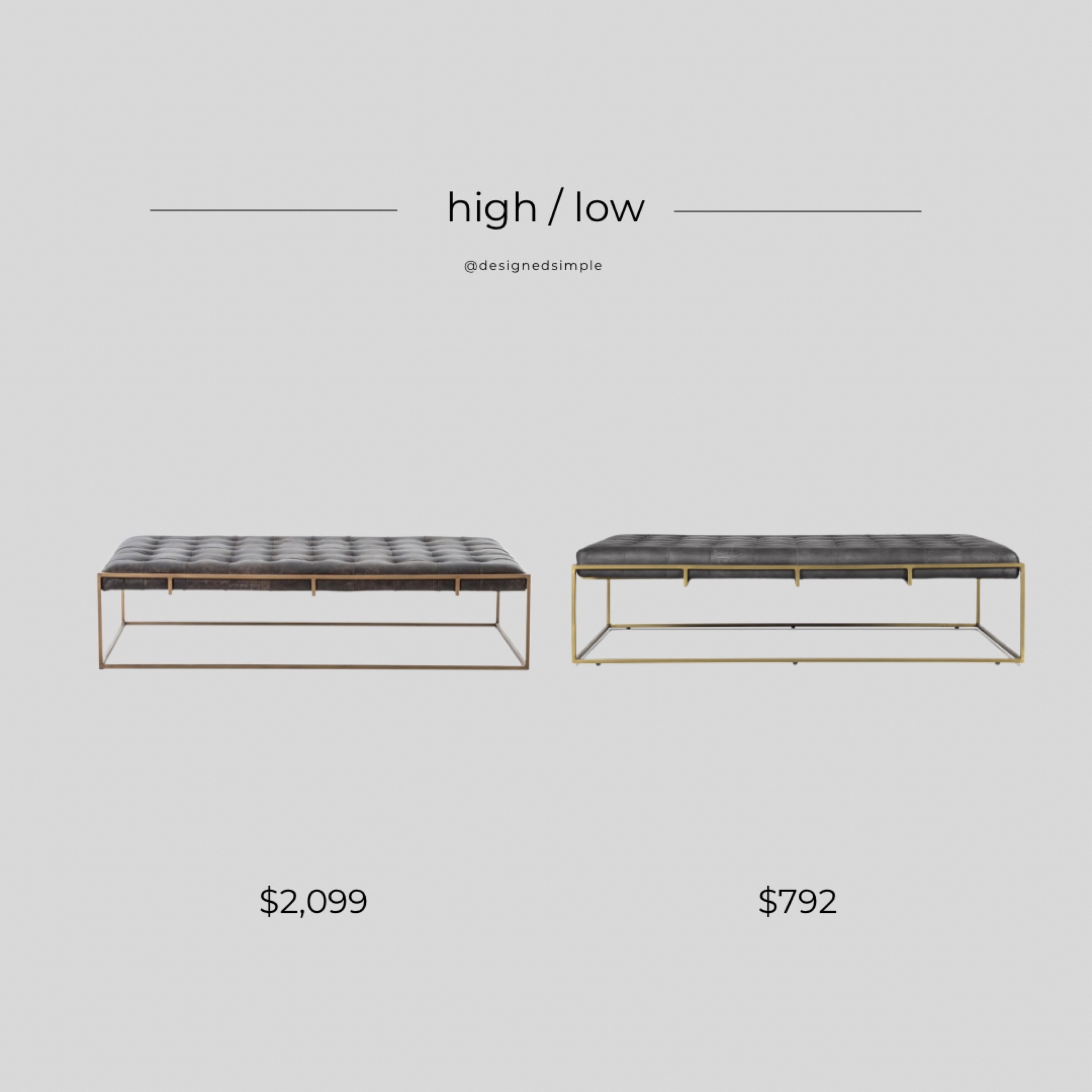 coffee table ottoman, black leather ottoman, tufted ottoman, get the look, high low, lulu and Georgia dupe 

#LTKhome