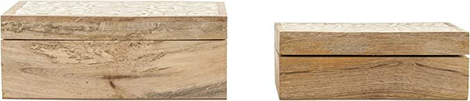 Creative Co-Op Handcarved & Whitewashed Mango Wood Boxes (Set of 2 Sizes) Misc Non-Food Storage, ... | Amazon (US)