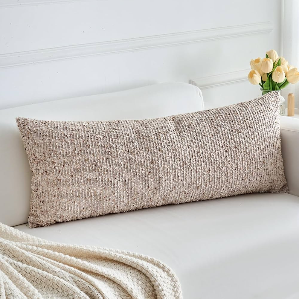 LIGICKY Textured Boucle Long Lumbar Throw Pillow Covers 14x36 Inch, Decorative Modern Accent Stri... | Amazon (US)