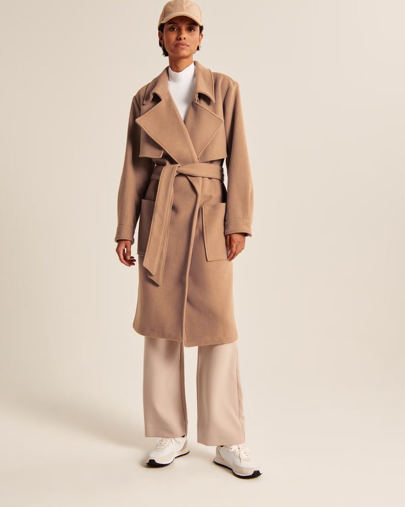 Women's Wool-Blend Trench Coat | Women's | Abercrombie.com | Abercrombie & Fitch (US)