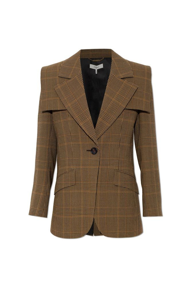 Chloé Detachable Scarf Checked Blazer | Cettire Global