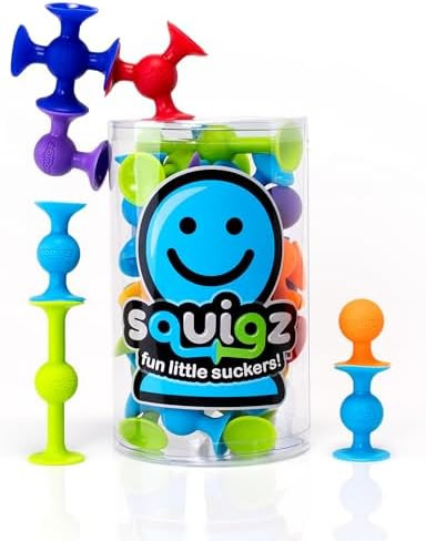Fat Brain Toys Squigz Starter Set, 24 Piece Suction Bath Toys, Sensory Toys for Kids 3 and Up | Amazon (US)