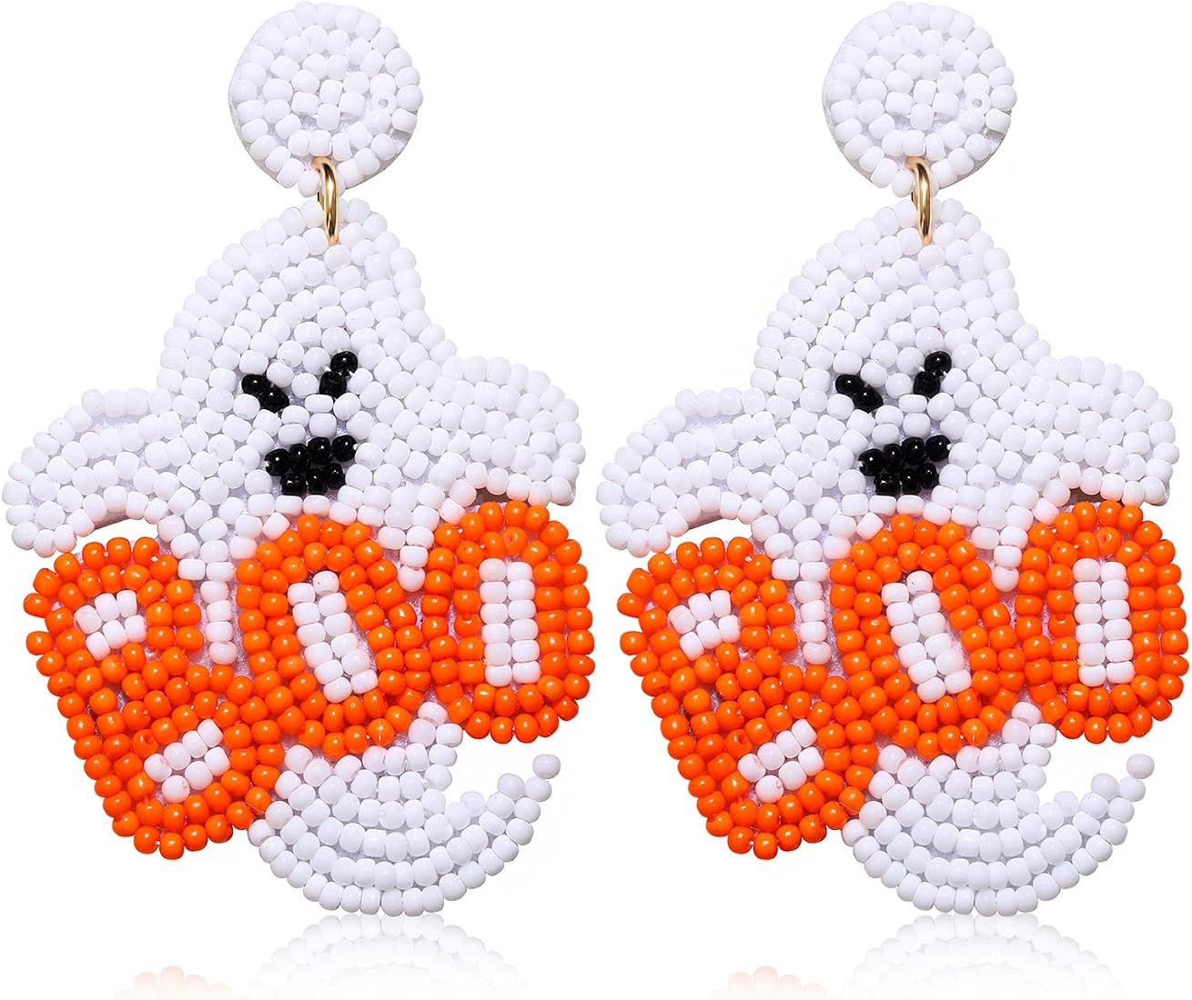 CEALXHENY Halloween Earrings Beaded Boo Earrings for Women Spooky Ghost Pumpkin Drop Dangle Earri... | Amazon (US)