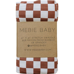 Mebie Baby Rust Checkered Bamboo Stretch Swaddle | Mebie Baby