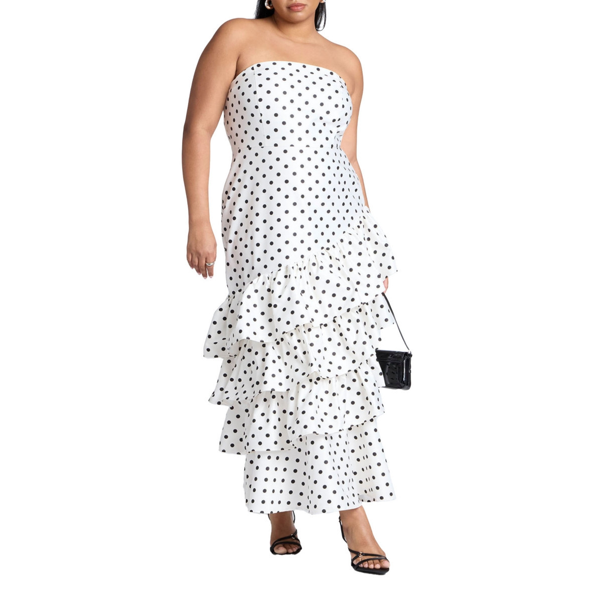 Eloquii Women's Ruffle Dot Gown - Vanilla dot | Macy's