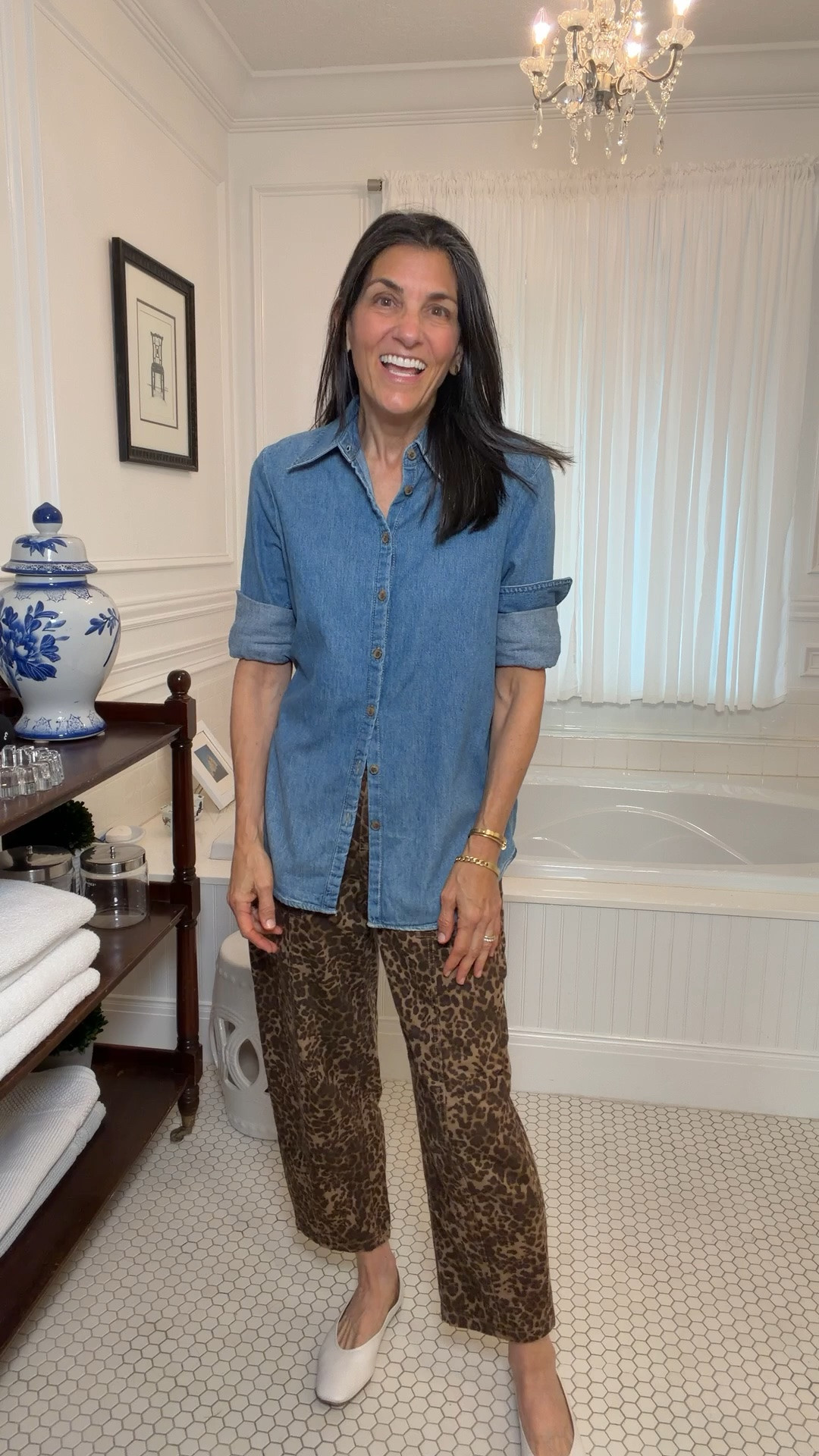 Denim and animal print