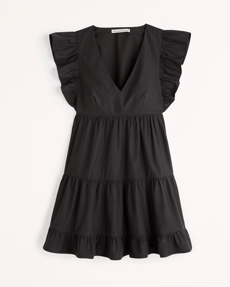 Flutter Sleeve Tiered Mini Dress | Abercrombie & Fitch (US)