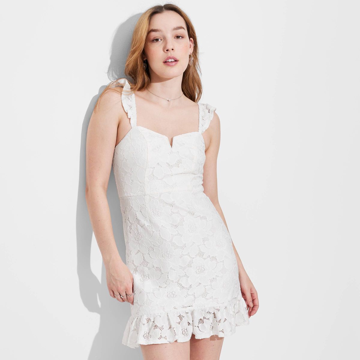 Women's Flutter Sleeve Lace Slip Dress - Wild Fable™ White | Target