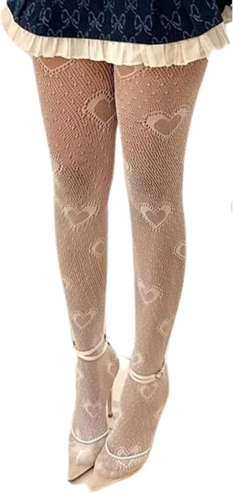 Women's Hearts Fishnet Stockings LoveHeart Pattern Sexy Tights Strachable Soft Mesh Pantyhose for... | Amazon (US)